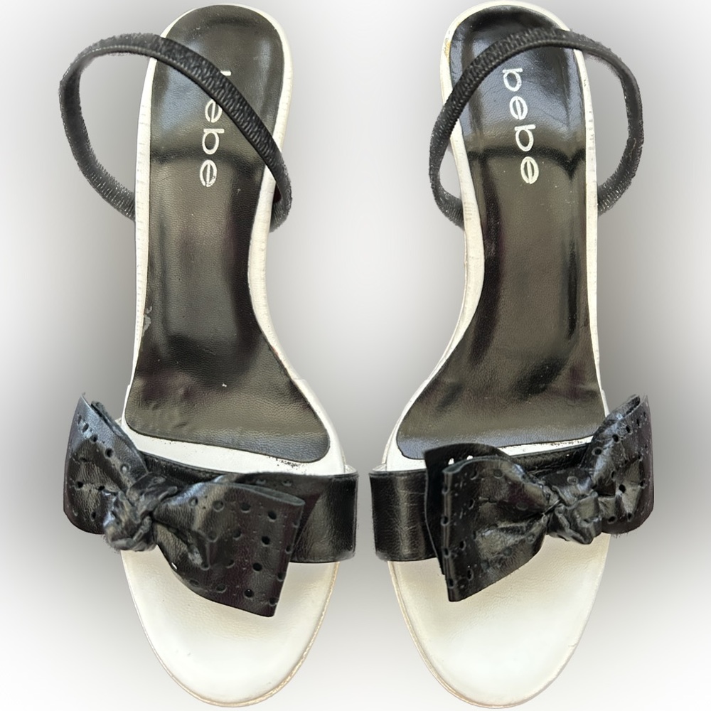Vintage Black and white Bebe sling backs size 5.5